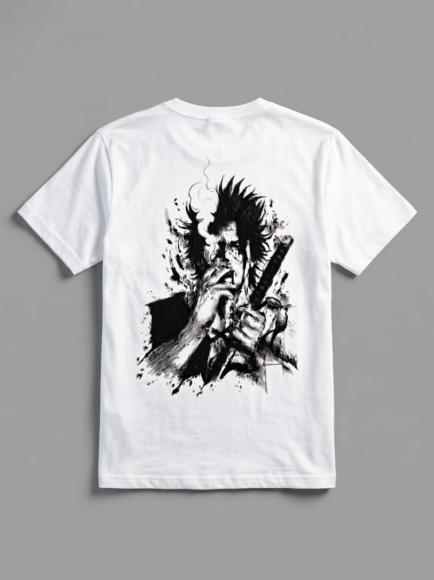 Anime Oversized Graphic T-Shirt - Black & White Style