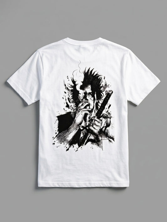 Anime Oversized Graphic T-Shirt - Black & White Style